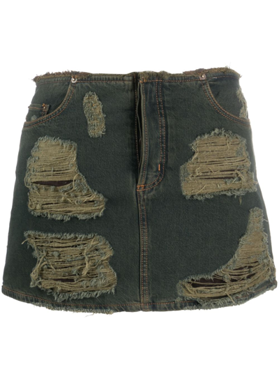 Acne Studios Distressed-effect Denim Skirt In Blue