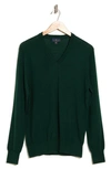 Brooks Brothers Merino Wool V-neck Sweater In Dark Green