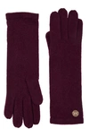 Bruno Magli Cashmere Jersey Knit Gloves In Bordeaux