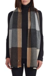 Bruno Magli Plaid Cashmere Scarf In Brown