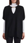 Bruno Magli Women's Chain Keyholeneck Wool Blend Poncho In Black