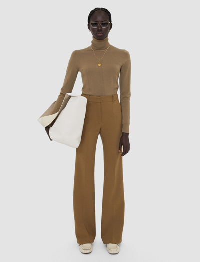 Joseph Tafira Twill Wide-leg Trousers In Khaki