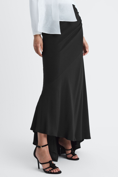 Reiss Maxine - Black High Rise Fitted Maxi Skirt, Us 0