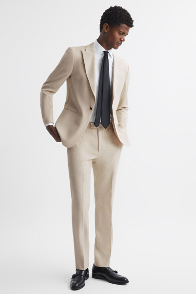 Reiss Ivory Gatsby Slim Fit Textured Side Adjuster Trousers In Cream