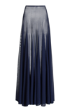 Brandon Maxwell The Lucy Sheer Knit Maxi Skirt In Navy