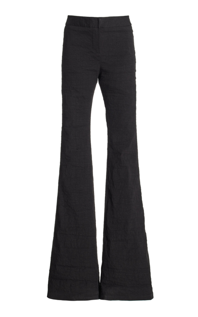 Brandon Maxwell The Fae Flared Stretch Linen-blend Trousers In Black