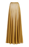 Brandon Maxwell The Lucy Sheer Knit Maxi Skirt In Gold