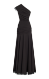 Brandon Maxwell The Tess Draped Asymmetric Maxi Dress In Black