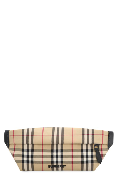 Burberry Stevie Vintage Check Nylon Belt Bag In Beige