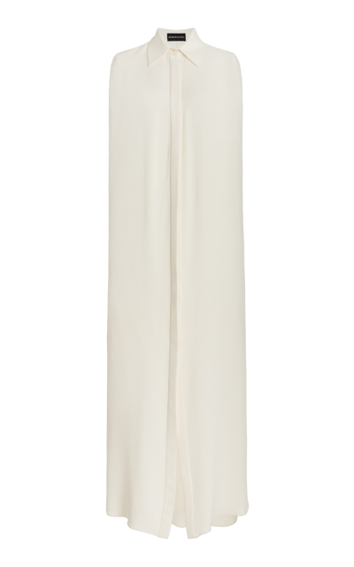 Brandon Maxwell The Cheyenne Tailored Silk Cocoon Maxi Dress In Ivory