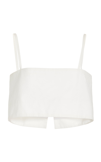 Rosie Assoulin Easy Cropped Cotton Bandeau Top In White