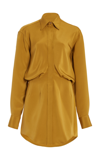 Brandon Maxwell The Vera Silk Mini Shirt Dress In Gold