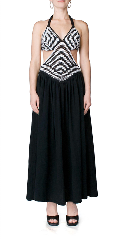 Tach Lina Crochet Dress In Black & White In Multi