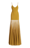 Brandon Maxwell The Katya Sheer Knit Maxi Dress In Gold