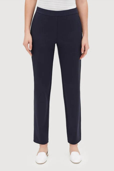 Lafayette 148 Fulton Pant With Elastic In Black In Blue