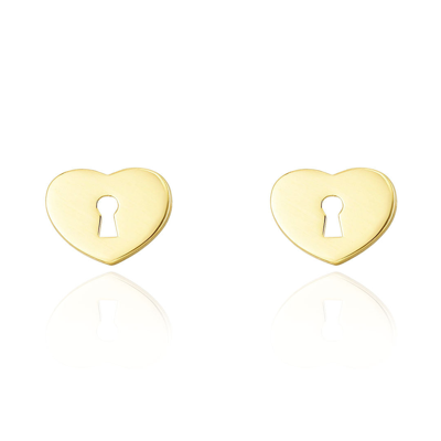 The Lovery Gold Heart Padlock Stud Earrings