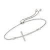 Ross-simons Diamond Cross Bolo Bracelet In Sterling Silver In Silver