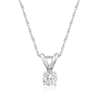 Ross-simons Diamond Solitaire Necklace In 14kt White Gold In Silver