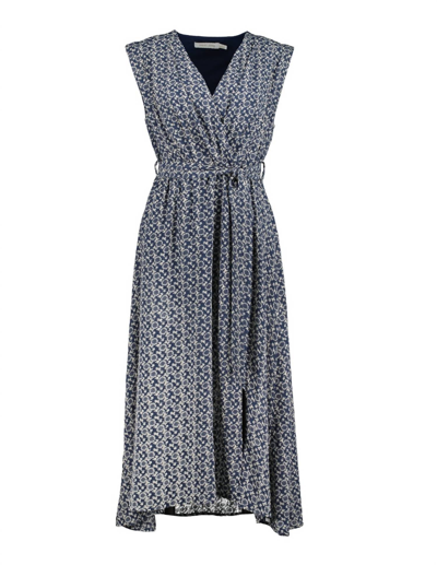 Bishop + Young Aeries Wrap Dress In Mosaic Print In Blue