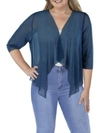 Connected Apparel Womens Knit Asymmetric Bolero In Blue