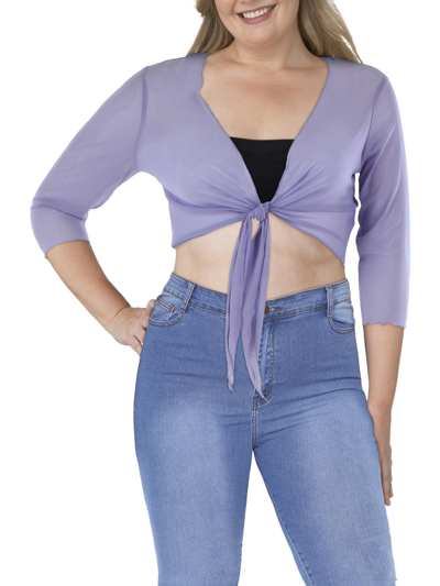 Connected Apparel Petites Womens Open Front Drapey Bolero In Purple