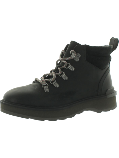 Sorel Womens Leather Short Combat & Lace-up Boots In Black