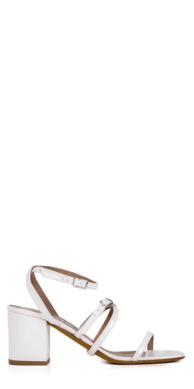 Alumnae Strappy Block Heel Sandals In Ivory In White