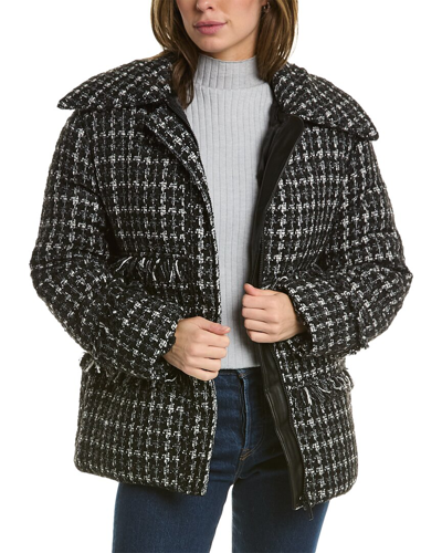 Apparis Malik Plaid Puffer Jacket In Black