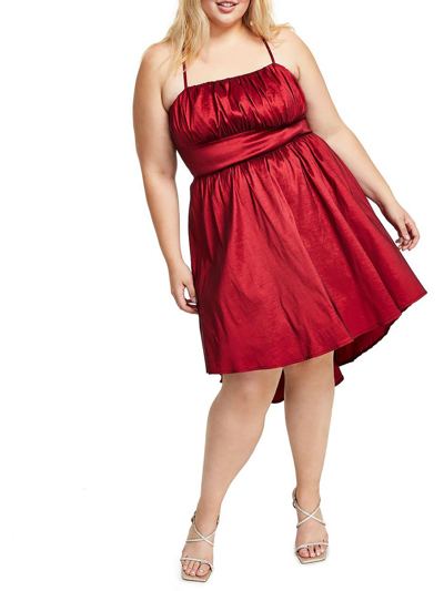 B Darlin Plus Womens Pleated Knee Fit & Flare Dress In Red