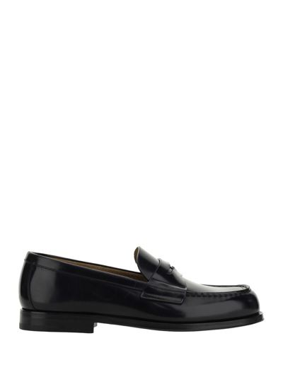 Prada Unlined Brushed Leather Loafers In Nero