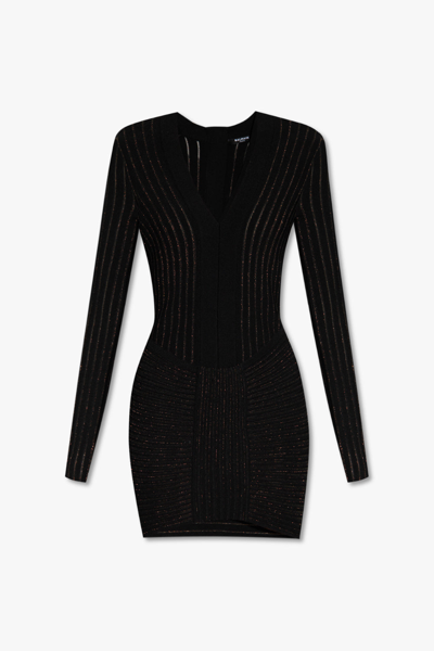 Balmain Black Dress With Lurex Threads In New