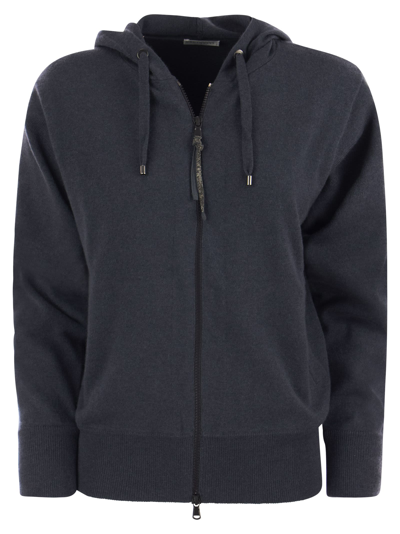 BRUNELLO CUCINELLI Logo-Embroidered Ribbed Cashmere Zip-Up Hoodie