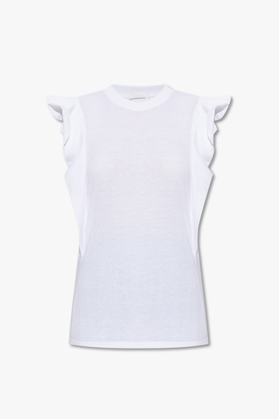 Chloé Tank Top With Ruffles In Blanco