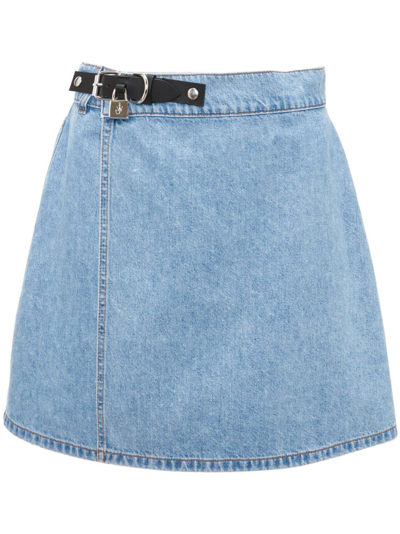 Jw Anderson Padlock Mini Denim Skirt In Light Blue