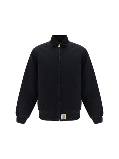 Carhartt Santa Fe Jacket In Black Aged Canvas