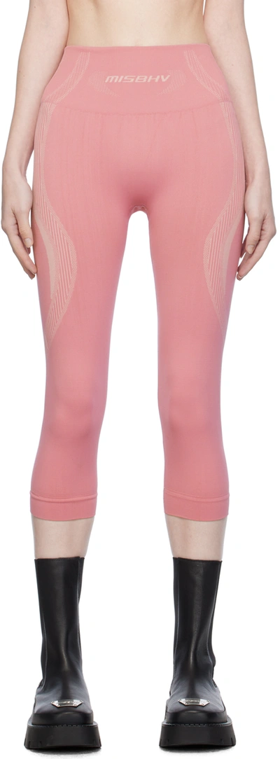 Misbhv Pink Jacquard Leggings In Bubblegum