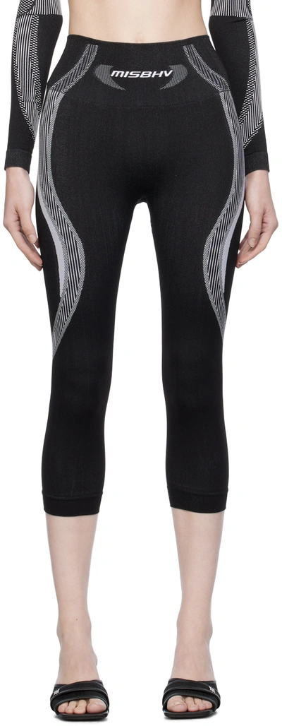 Misbhv Black Jacquard Leggings In Black/white