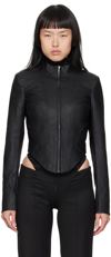 MISBHV BLACK MATTE FAUX-LEATHER JACKET