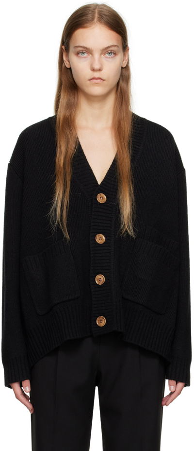 Hope Black Mega Cardigan In Black Heavy Wool Rib