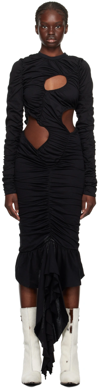 Marques' Almeida Black Asymmetric Midi Dress