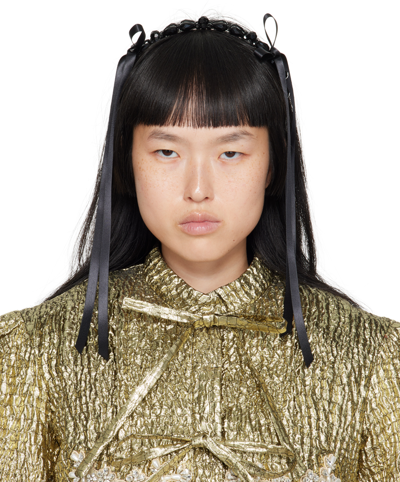 Simone Rocha Crystal-embellished Hair Band In Jet/black