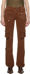 Blumarine Brown Cargo Pocket Trousers In N0557 Camoscio