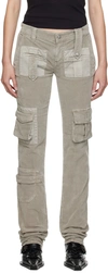 Blumarine Gray Cargo Pocket Trousers In N0802 Mushroom