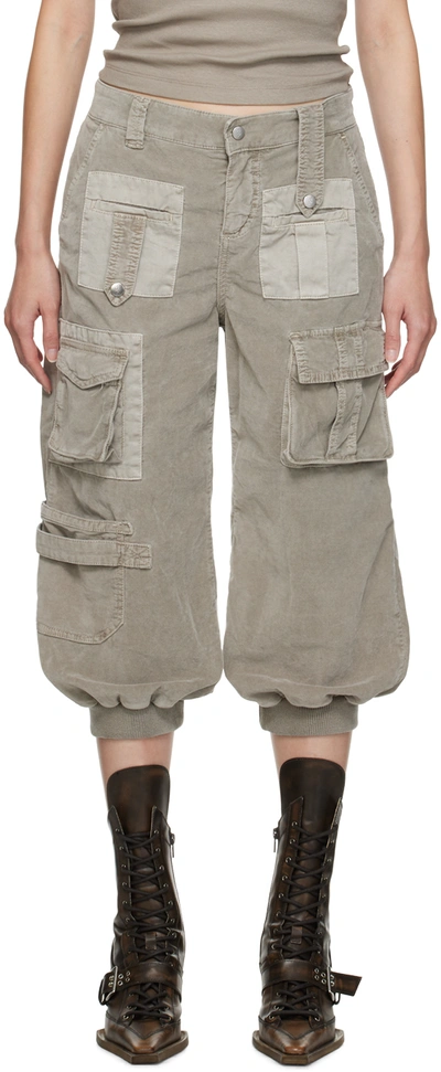 Blumarine Cropped Cargo Trousers In N0802 Mushroom
