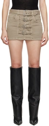 Blumarine Khaki Buckle Denim Miniskirt In N0802 Mushroom