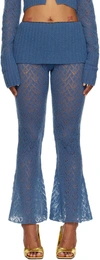 Juneyen Blue Hollow Out Trousers In Blue