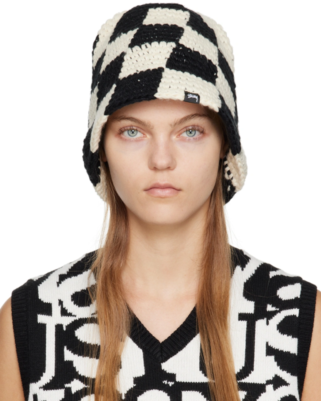 23AW STUSSY BUCKET HAT CHECKER KNIT