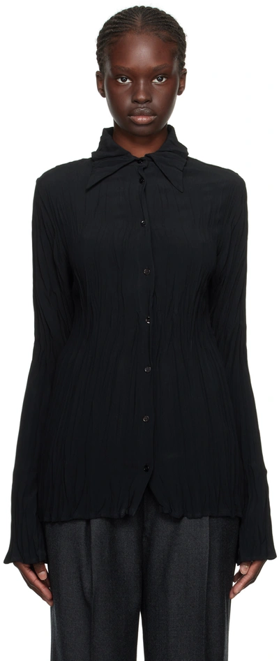 Bite Black Maisie Plissé Shirt In Black 0999