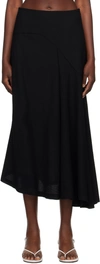 Bite Black Curved Midi Skirt In Black 0999