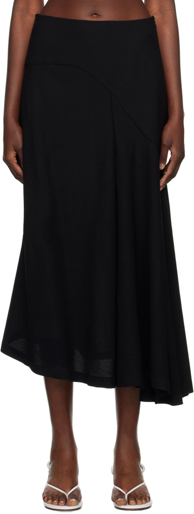 Bite Black Curved Midi Skirt In Black 0999